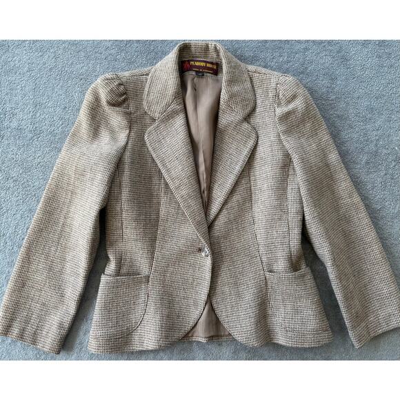 Peabody House Jacket Blazer Womens 8 Brown Wool Tweed Puff Sleeve Vtg 80's Lined - Picture 1 of 7